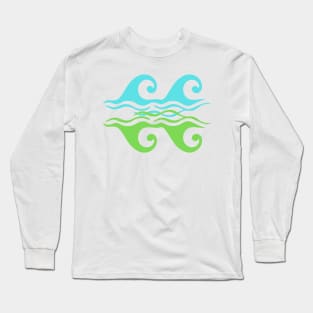 blue green water waves design Long Sleeve T-Shirt